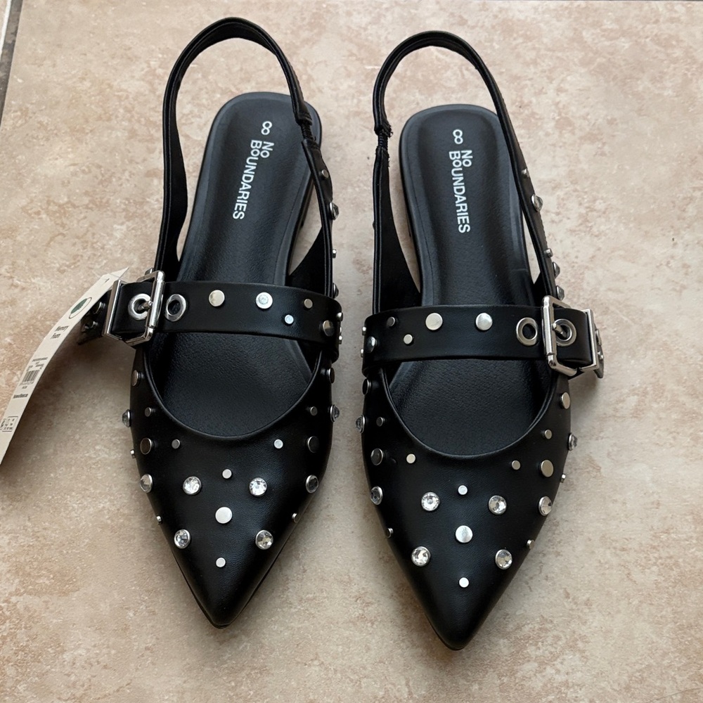 No Boundaries Black Studded Slingback Heels